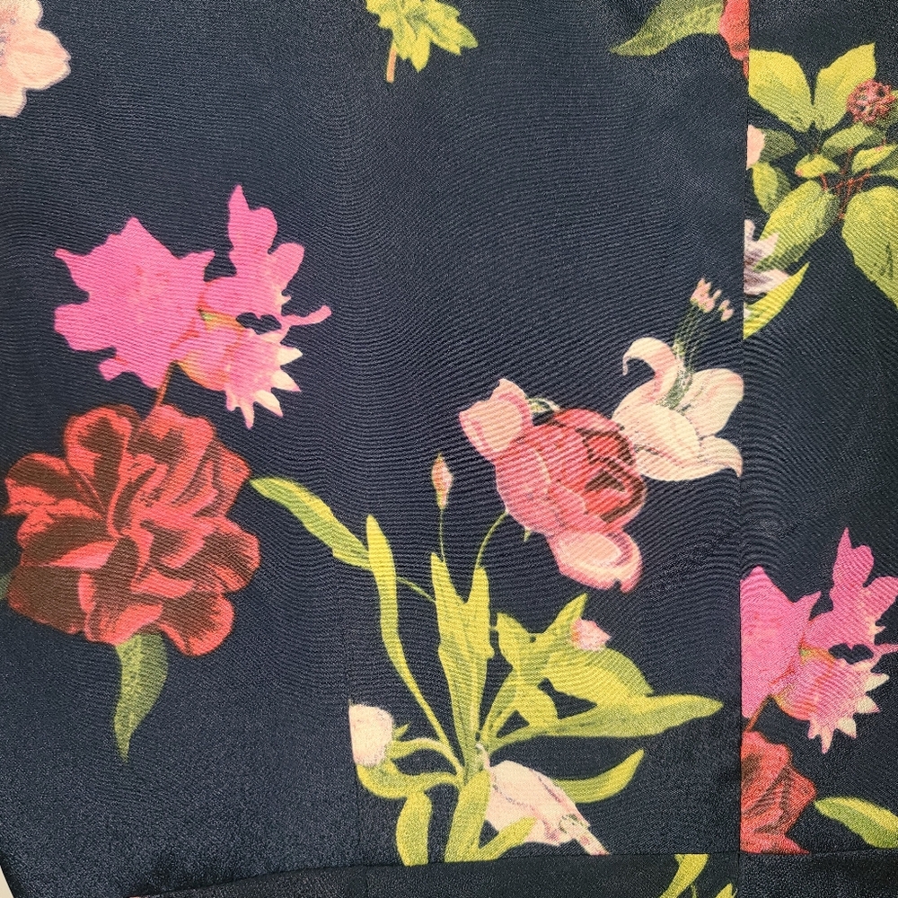 Eliza J Floral Navy Midi Cinched Dress Sz 6 EUC - Picture 10 of 10